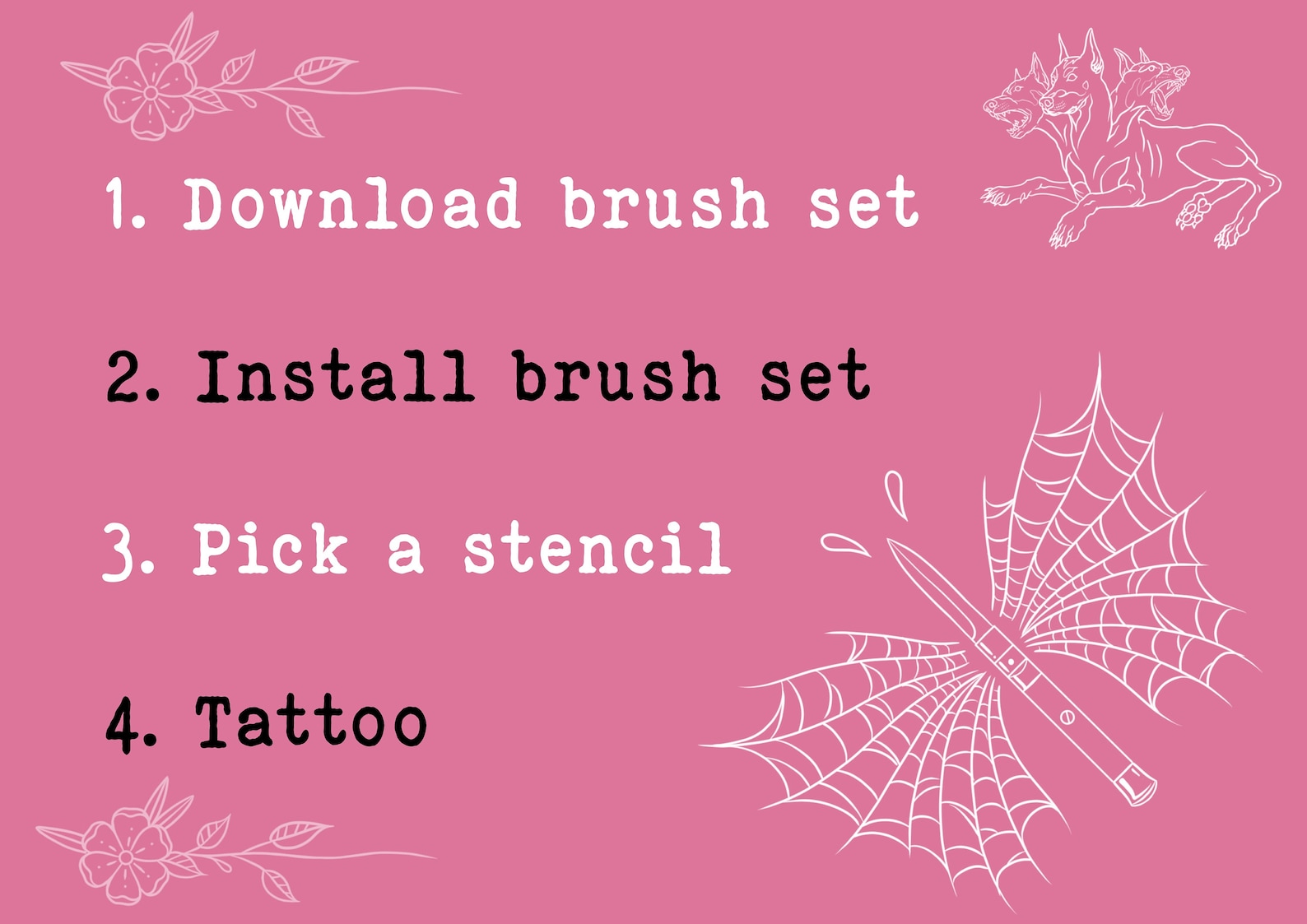 Stick & Poke Sketchbook / Tattoo Stamps / Procreate Brush Set / Tattoo