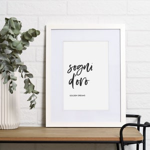 Italian Quote Italian Sayings Unframed Print Sogni D’Oro Wall Art Golden Dreams Italian Nursery Decor Famous Italian Phrases About Life