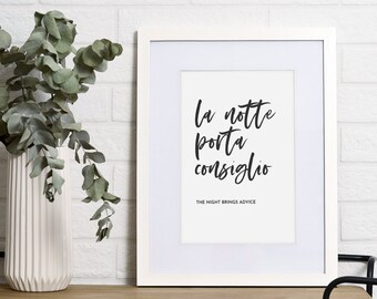 Framed Italian Idiom Print Vintage Italian Saying Italy Wall Art Decor for Home Italian Quote Print Italian Language Poster Italy Lover Gift