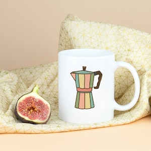 italian coffee mug with moka pot illustration perfect italian gift for coffee lovers la dolce vita kitchen decor unique italian gifts