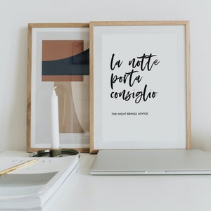 Italian Quote Italian Sayings Unframed Print La Notte Porta Consiglio Wall Art Italian Bedroom Decor Famous Italian Phrases About Life