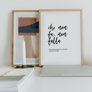 Italian quote Italian sayings unframed print chi non fa non falla Italian wall art decor motivational Italian gift famous Italian phrases