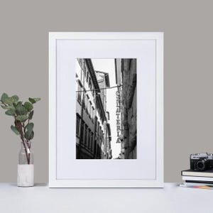 Italian Wall Art Framed Display Vintage Style Gelateria Sign City Scene Kitchen Decor Home Accent Black White Restaurant Print Italian Cafe