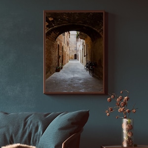 Italy Photo Print Italy Photography Cobblestone Old Street Archway Bike Photo Europe Architecture Print Old City Photography Original Photo