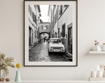European Street Scene Vintage Car Photo Display Home Decor Wall Art Classic Print Italian Route European Landscape Car Gift Vintage Display