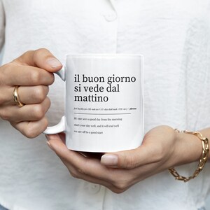 Educational Gift Mug Italian Coffee Cup Language Learning Present Teacher Gift Collection White Ceramic Design Morning Coffee Essential Perfect Student Present Beautiful Home Decor Accent Teaching Tool Italian Phrase Learning Collection Set