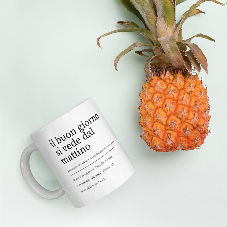 Italian Culture Mug Language Learning Gift White Ceramic Cup Teacher Present Educational Design Morning Coffee Essential Perfect Italian Student Gift Beautiful Home Decor Accent Teaching Collection Italian Phrase Design Language Learning