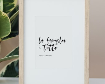 Family Is Everything Italian Poster Italian Quote with Translation Italian Language Print Poster Italy Decor Italian Gift for Italy Lover