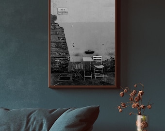 Unframed Photography Print Black and White Photo European Cafe Decor Italian Bar Brick Gallery Wall Italy Real Photography Italy Piazza