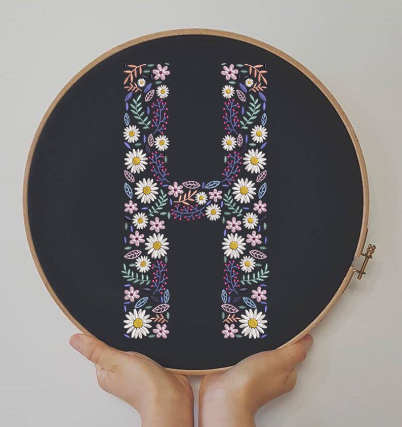 Letter H Embroidery Design Letter H Embroidery Etsy