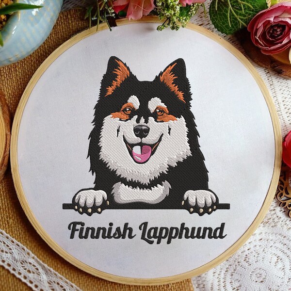 Finnish Lapphund Embroidery, Dog Embroidery Design, Dog Embroidery, Dog Design, Embroidery, Embroidery Files, Design