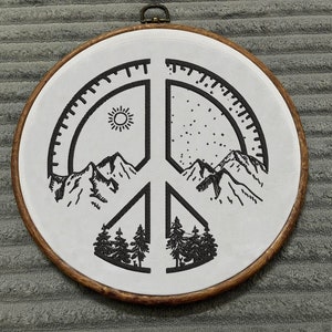 Hippie Retro 60s Embroidery, Peace Sign Embroidery, Outdoor Adventure Embroidery, Peace Embroidery, Hippie Embroidery
