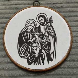 The Holy Family Embroidery, Cross Embroidery, Jesus Mother Mary Embroidery, Saint Joseph Cross Embroidery, Jesus Embroidery