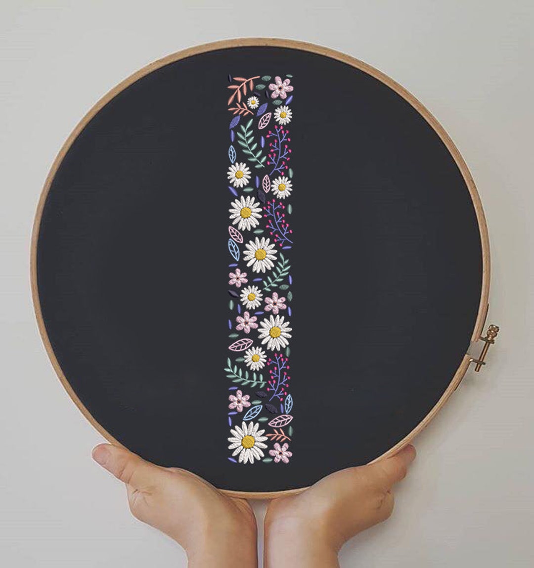 Machine Embroidery Letter I Letter I Embroidery Floral Etsy