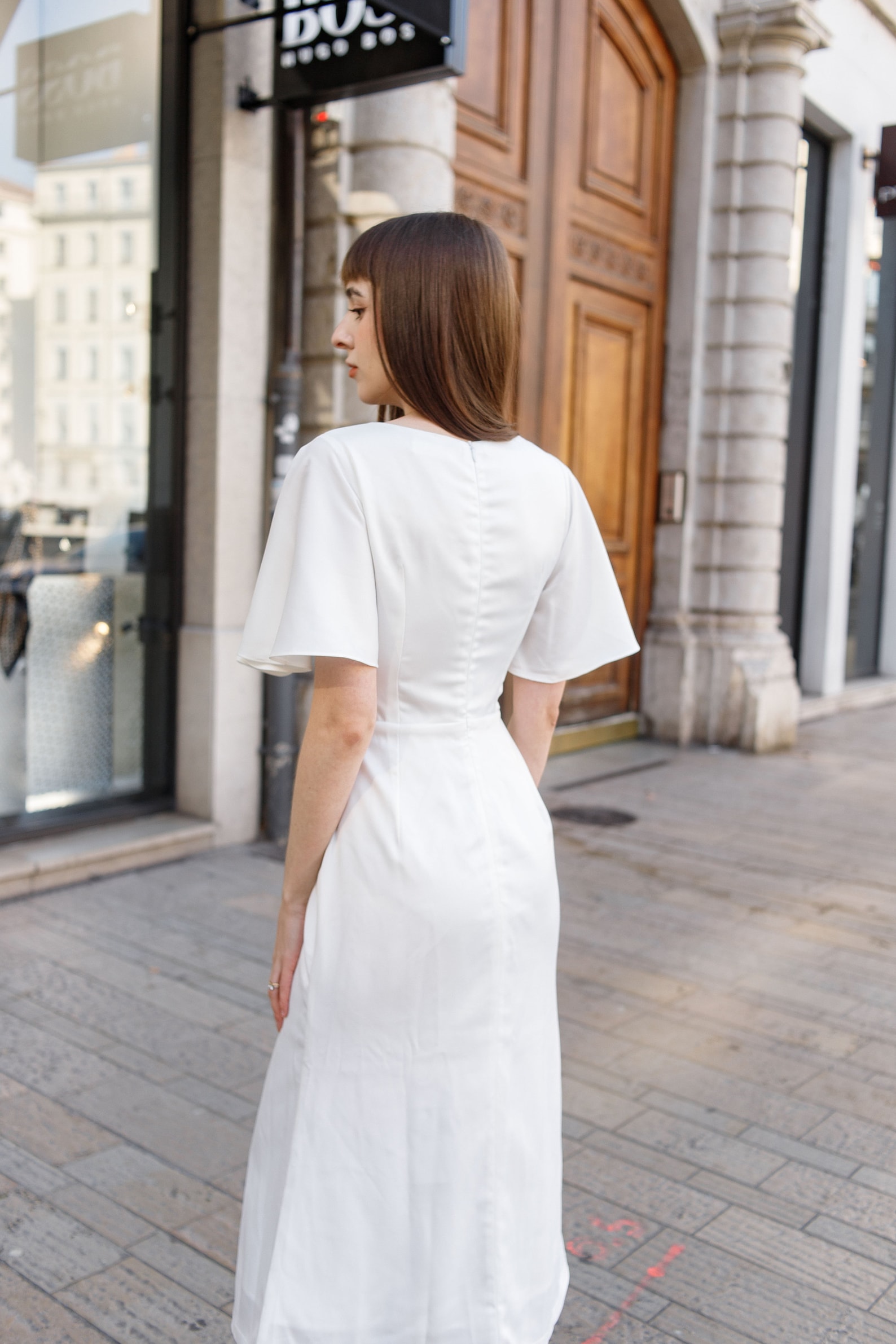 Elegant White Silk Dress Cape Sleeve Vintage Dress Summer Etsy