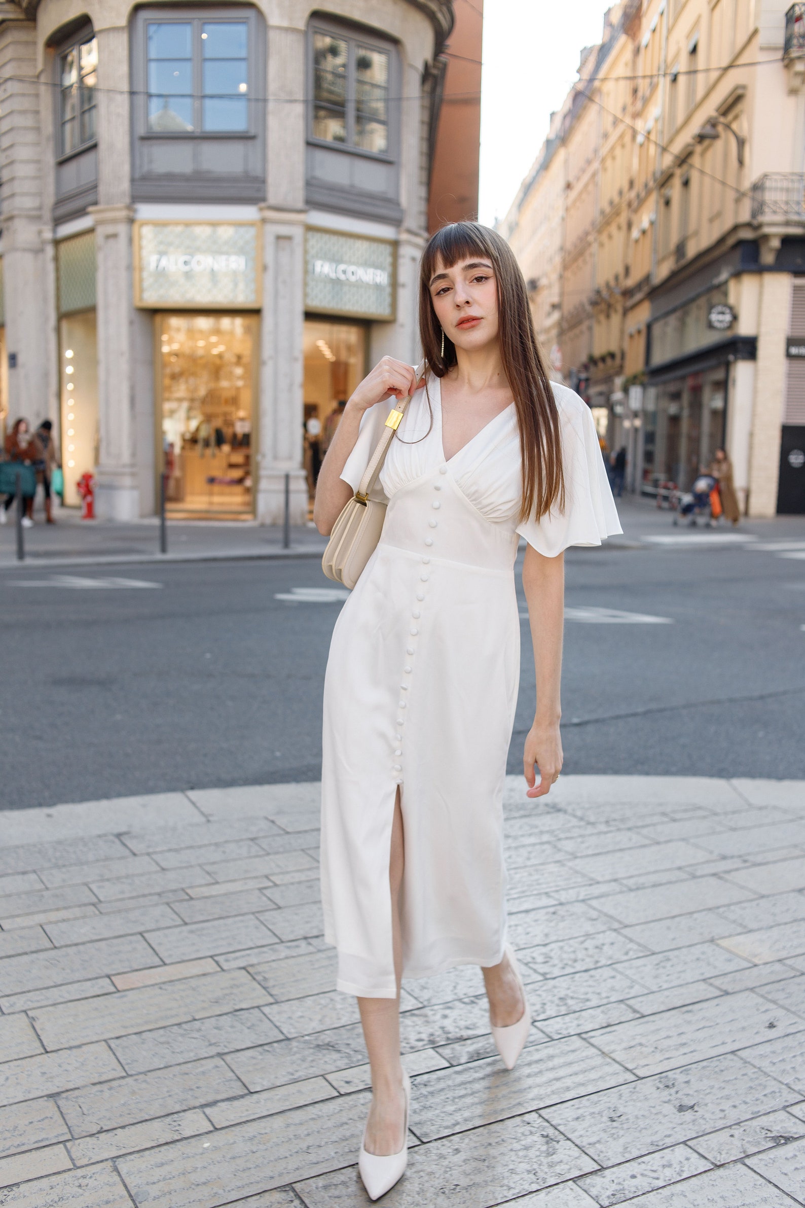 Elegant White Silk Dress Cape Sleeve Vintage Dress Summer Etsy