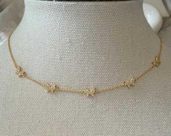 Schmetterling Choker Halsband: Zierliche 14kt Vergoldetes Sterling Silber
