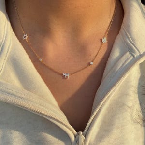 Dainty Faith Charm Necklace – 925 Sterling Silver with 14K Gold Plating | Hamsa, Chai & Star of David