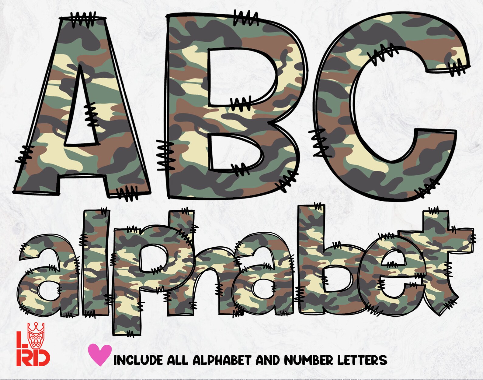Camo Doodle Alphabet Letters PNG, Military Camouflage, Army Letters