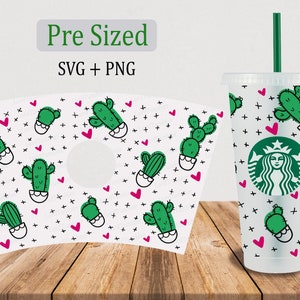 Cactus Cold Cup SVG, 24oz Venti Cold Cup Cutfile, Full Wrap Svg Png, Digital Download