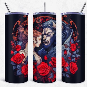 Beauty and the Beast Tumbler Design with Roses (Digital Download)