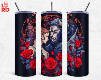 Beauty and the Beast Tumbler Design with Roses (Digital Download)