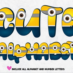 Despicable Me Alphabet PNG, Cartoon Character Letters PNG, Character Sublimation, Digital Alphabet, Download