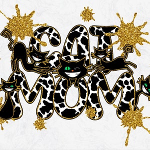 Cat Mom Sublimation, Cat Mama Glitter Png, Cute Cat Png, Mom Shirt Png, Digital Download