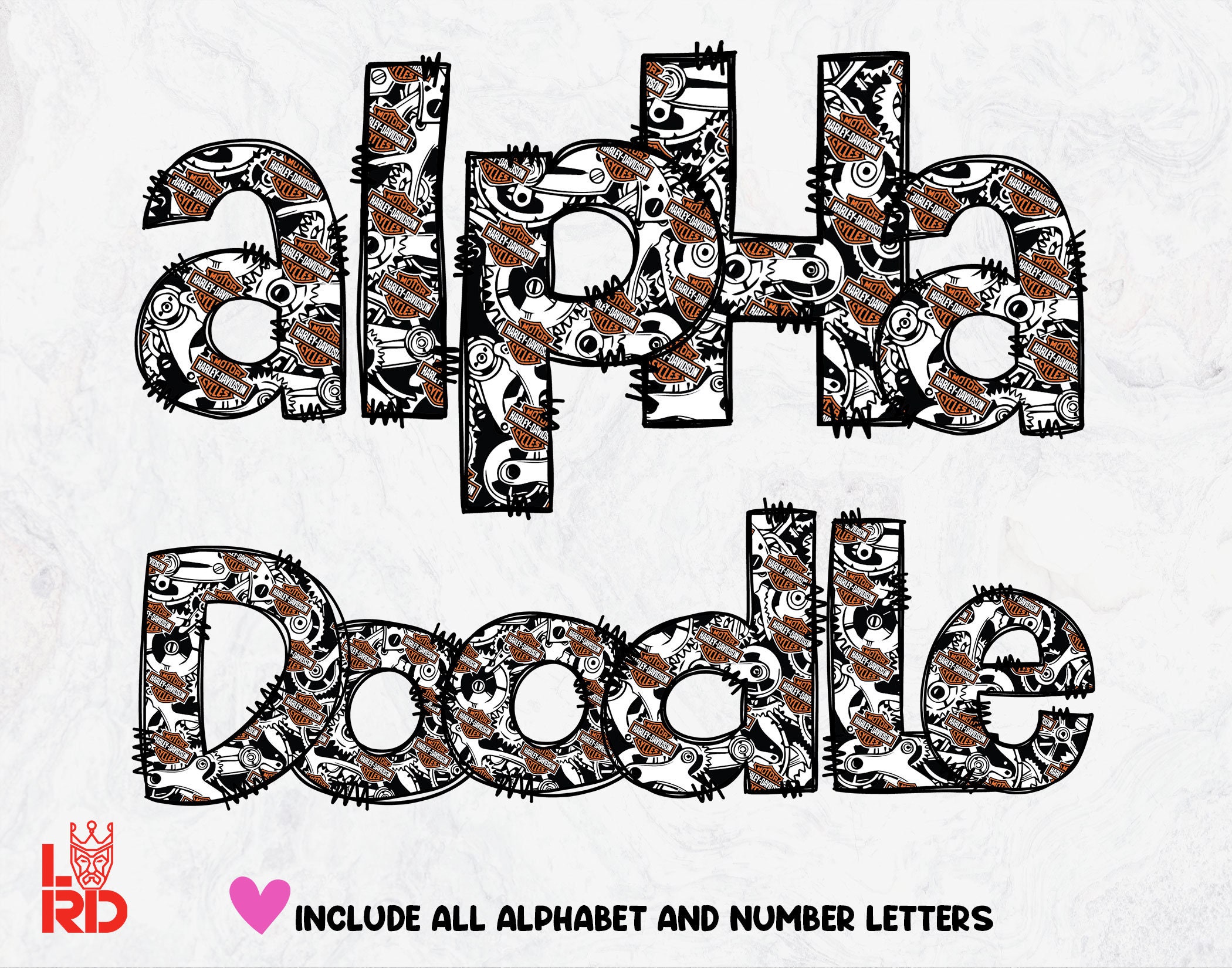 Harley Davidson Doodle Letters, Hand Drawn Alphabet, Harley Davidson ...