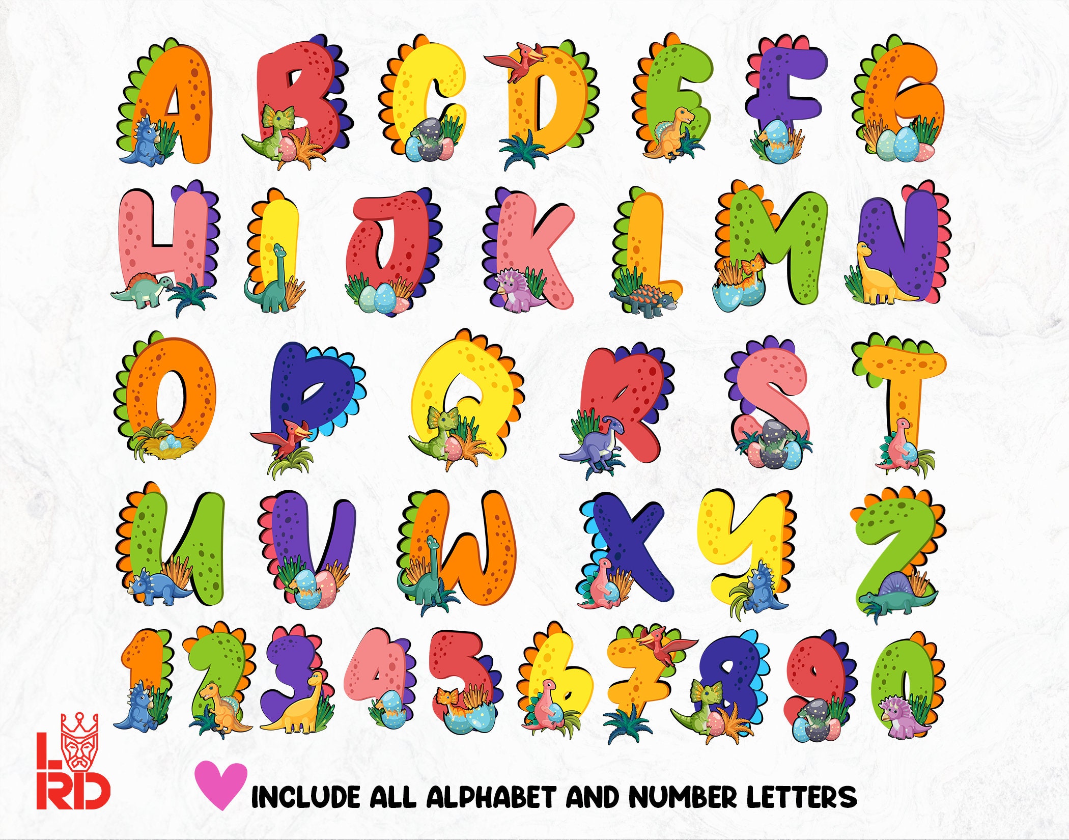 Dinosaur Alphabet PNG, Cute Boys Letters (digital Download) - Etsy