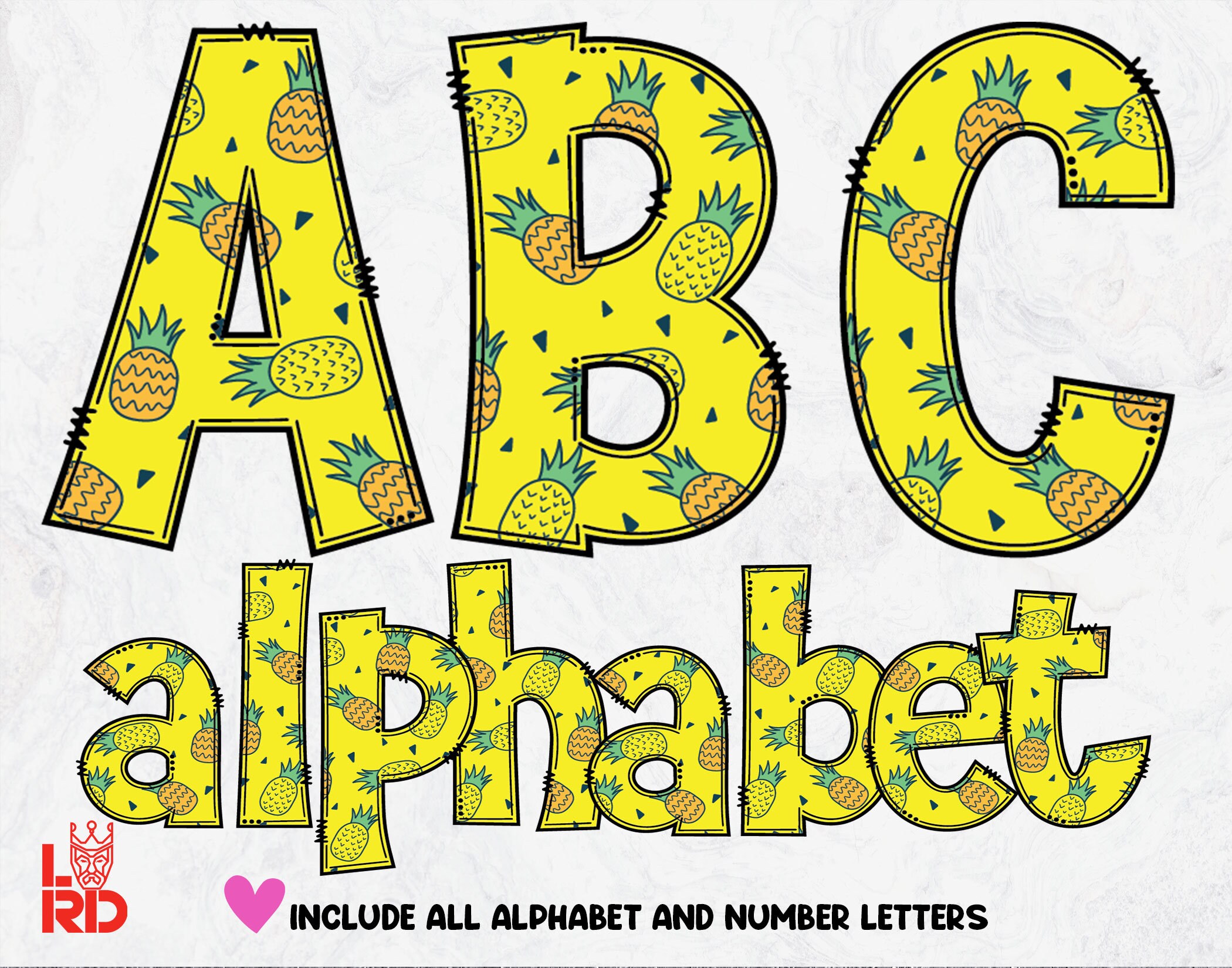 Alfabeto de piña doodle PNG: Letras de frutas de verano (Descarga ...