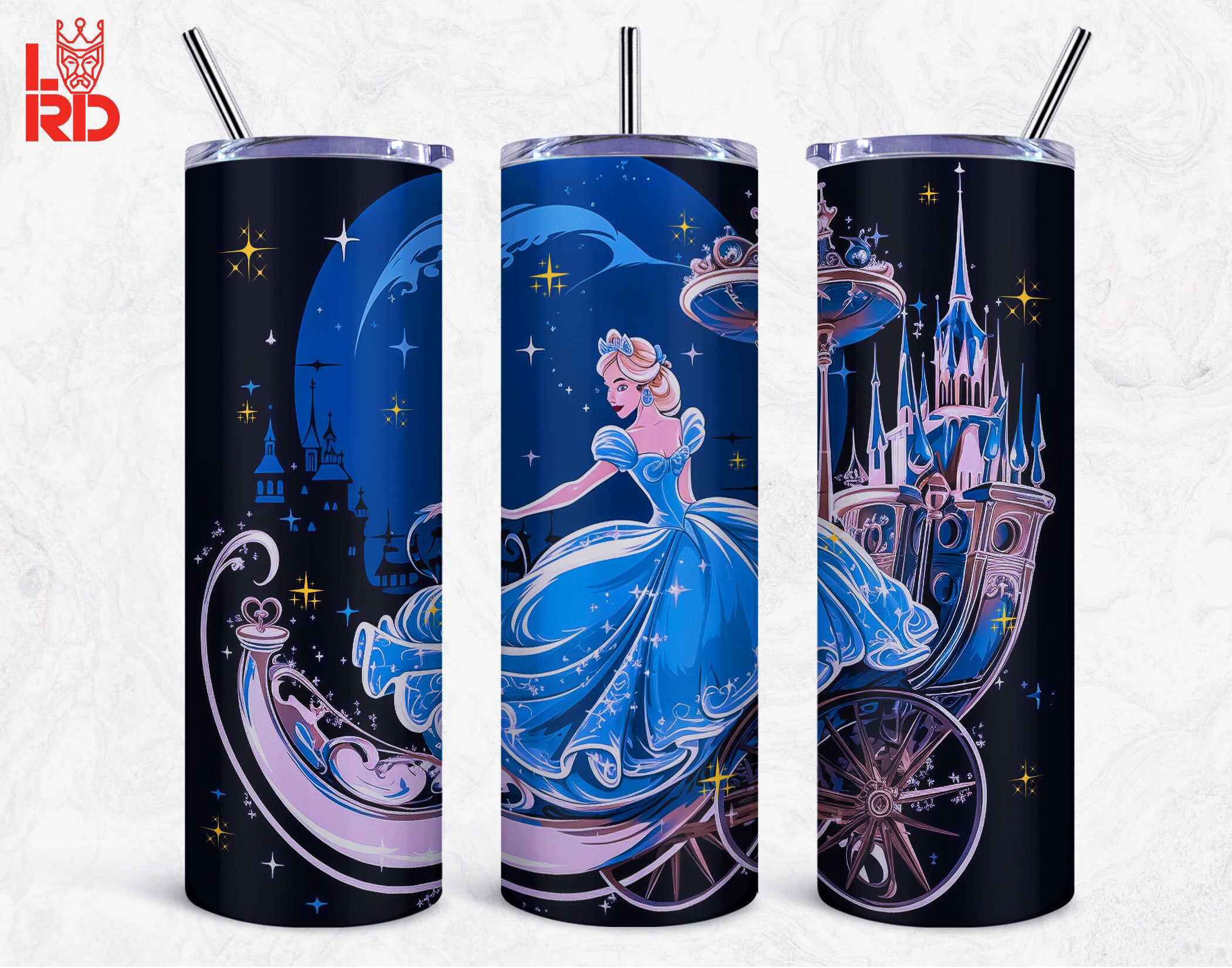 Cartoon Princess Tumbler Sublimation Design: 20oz Skinny Wrap (Digital Download)