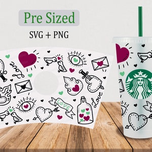 Love Cold Cup Wrap SVG: 24oz Venti Cup Cut File (Digital Download)