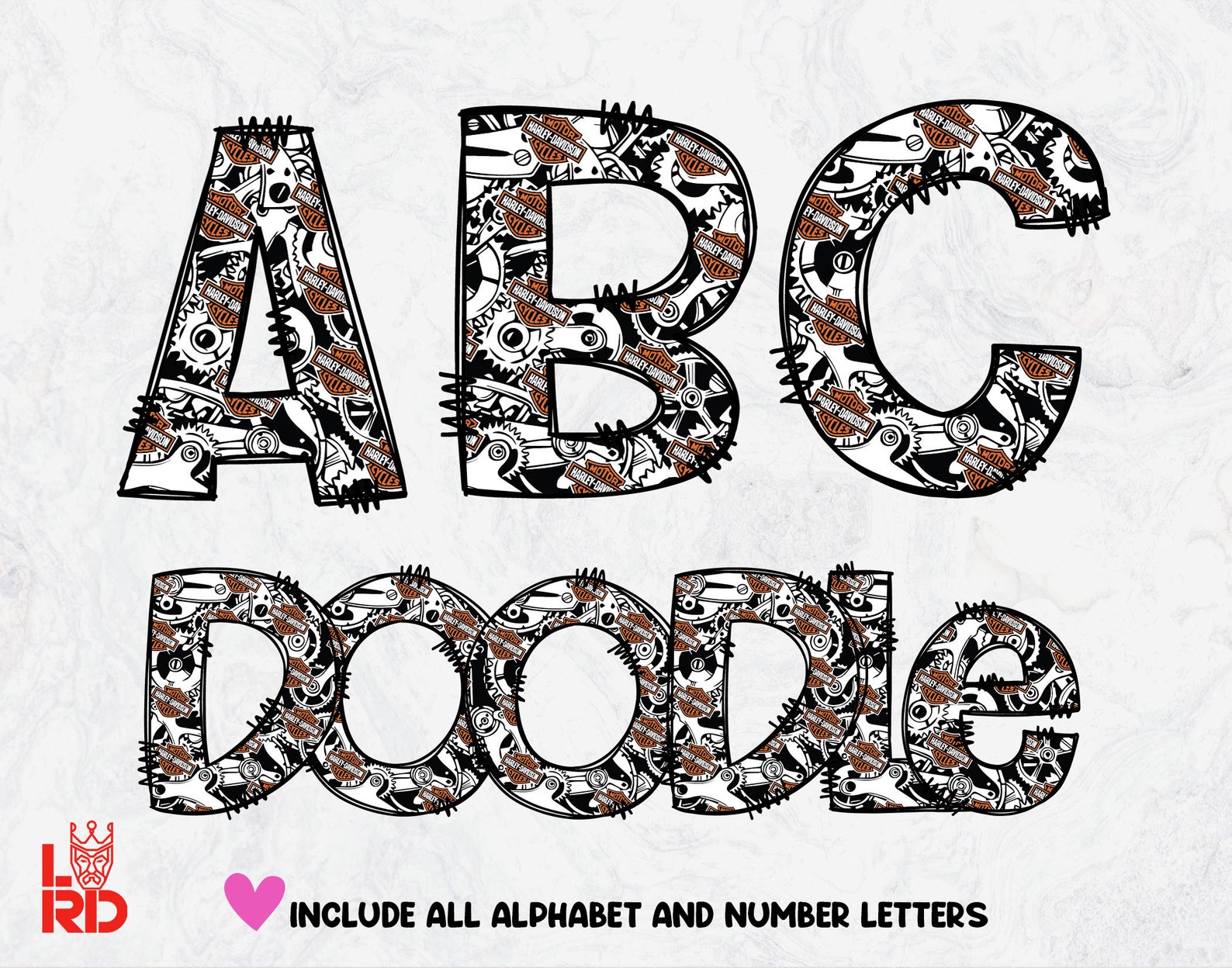 Harley Davidson Doodle Letters, Hand Drawn Alphabet, Harley Davidson ...