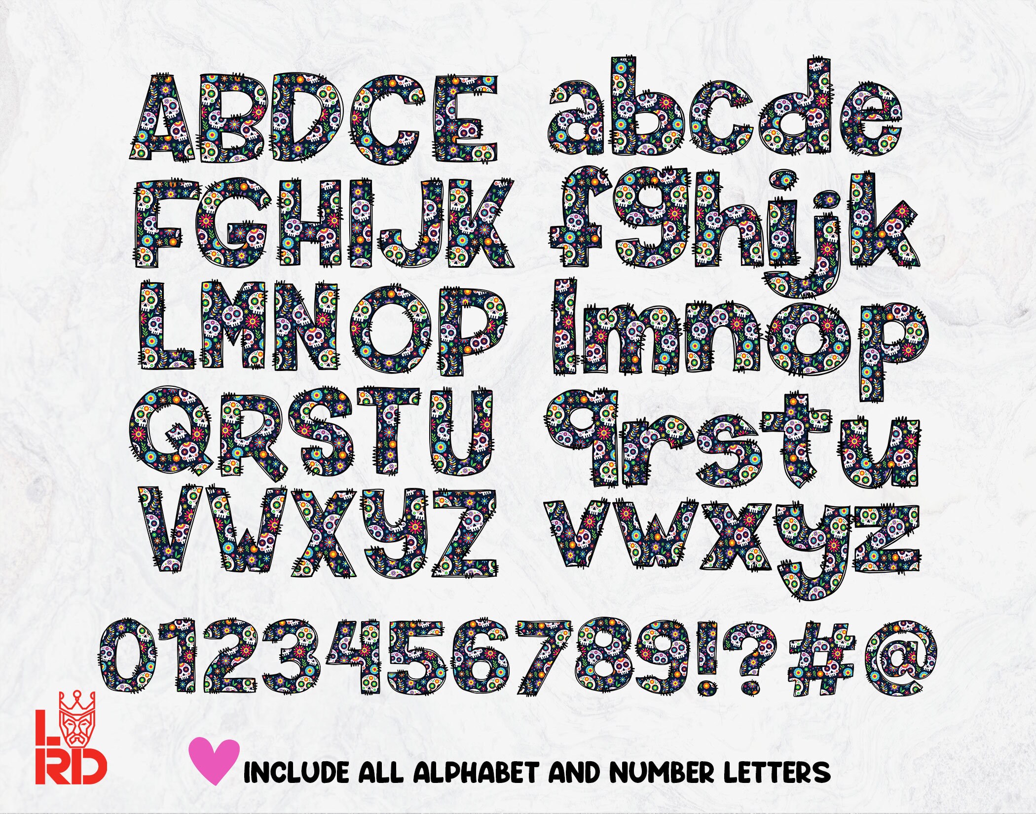 Skulls Alphabet, Printable Alphabet, Skulls Doodle Letters PNG, Digital ...