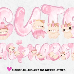 Cute Cat Letters Png, Kitty Letters Png, Cute Cat Sublimation, Kitty Alphabet, Digital Download