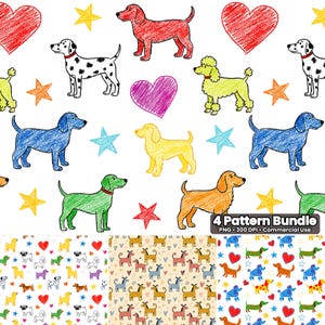 Playful Puppy Seamless Pattern: Dog Digital Paper Pack for Fabric (Digital Download)