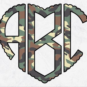 Camouflage Monogram Letters: Green Brown Camo Alphabet (Digital Download)