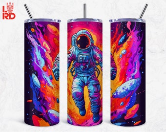 Astronaut Tumbler Sublimation Design: 20oz Skinny Wrap (Digital Download)
