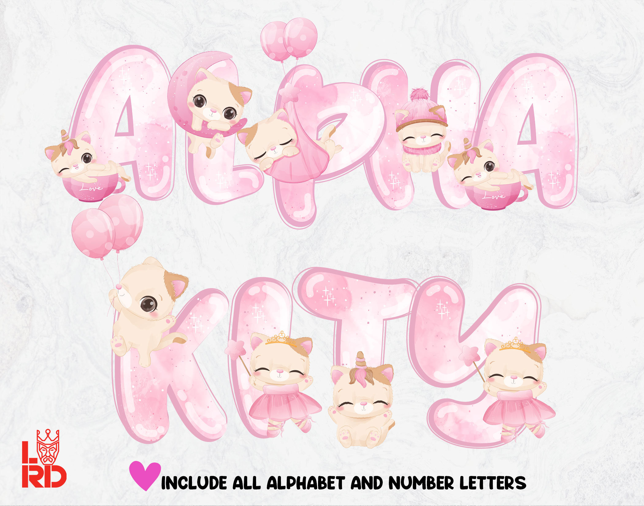 Cute Cat Letters Png, Kitty Letters Png, Cute Cat Sublimation, Kitty