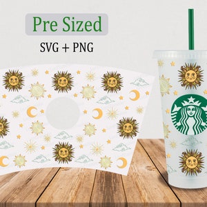 Sun and Stars Cold Cup Wrap SVG: 24oz Venti Cutfile (Digital Download)