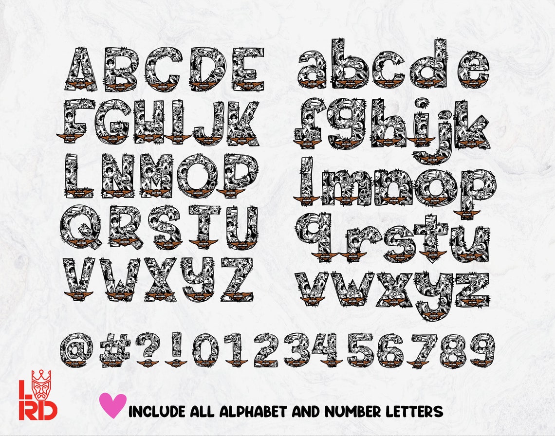 Harley Davidson Doodle Letters, Motorcycle Alphabet, Hand Drawn ...