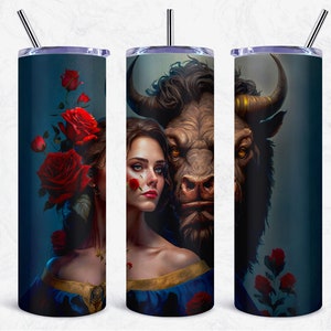 Beauty And The Beast 20oz Sublimation Tumbler Designs, Princess Tumbler Wrap Design, Digital Download