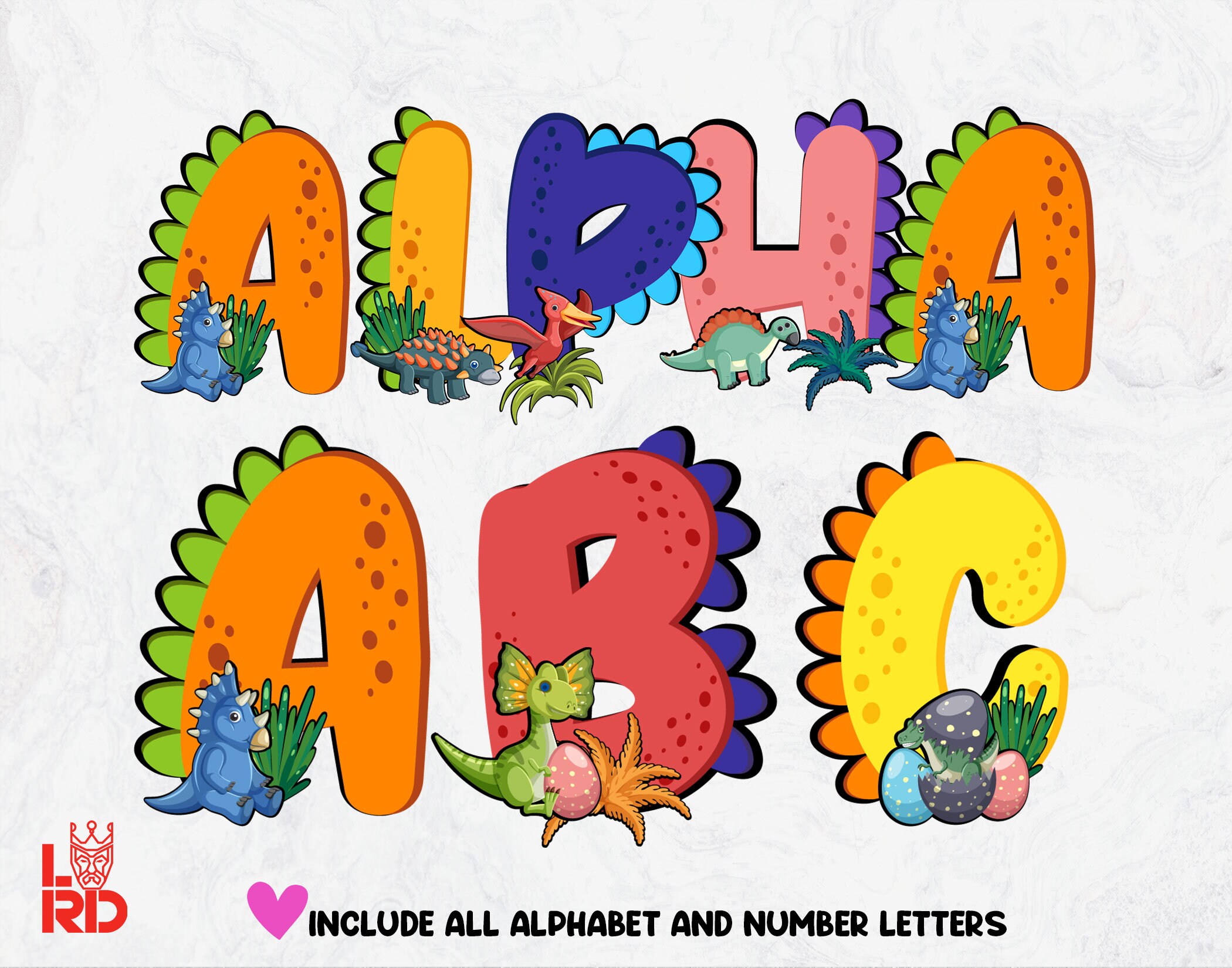 Dinosaur Alphabet PNG, Cute Boys Letters (digital Download) - Etsy