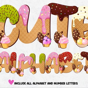 Alfabeto de helado PNG: Letras de fiesta de cumpleaños (Descarga digital)