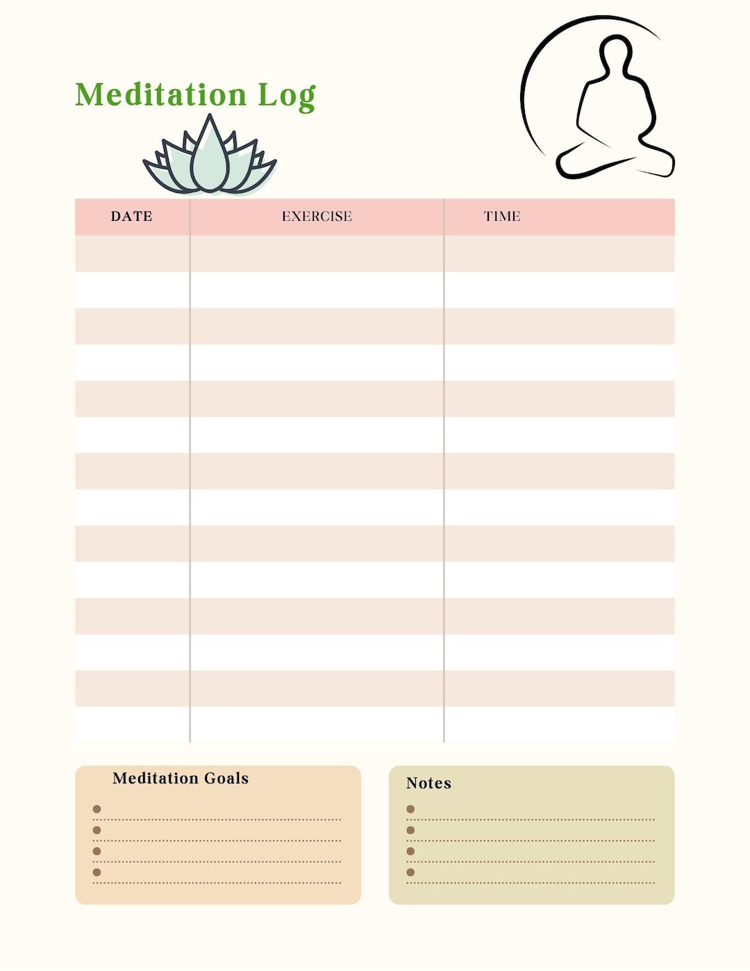 Mini-meditation Practice Log and Reflection Bundle! 2 Page PDF Digital ...
