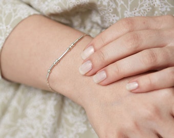 Pulsera de plata de ley personalizada con código Morse: joyería con mensaje secreto