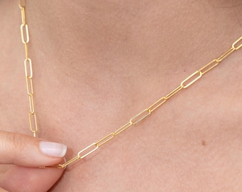 Paperclip Chain Necklace in Sterling Silver – Minimalist