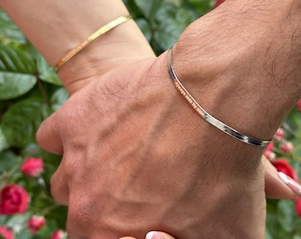 Customized 925 Silver Couple Bracelets - Unique Engraved Jewelry Set for a Meaningful Gift