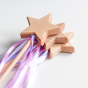 Varita de estrella de madera personalizada, varita de hada, varita mágica para niñas, juguete de madera para niños, juguete de simulación, regalo de fiesta, regalo de cumpleaños